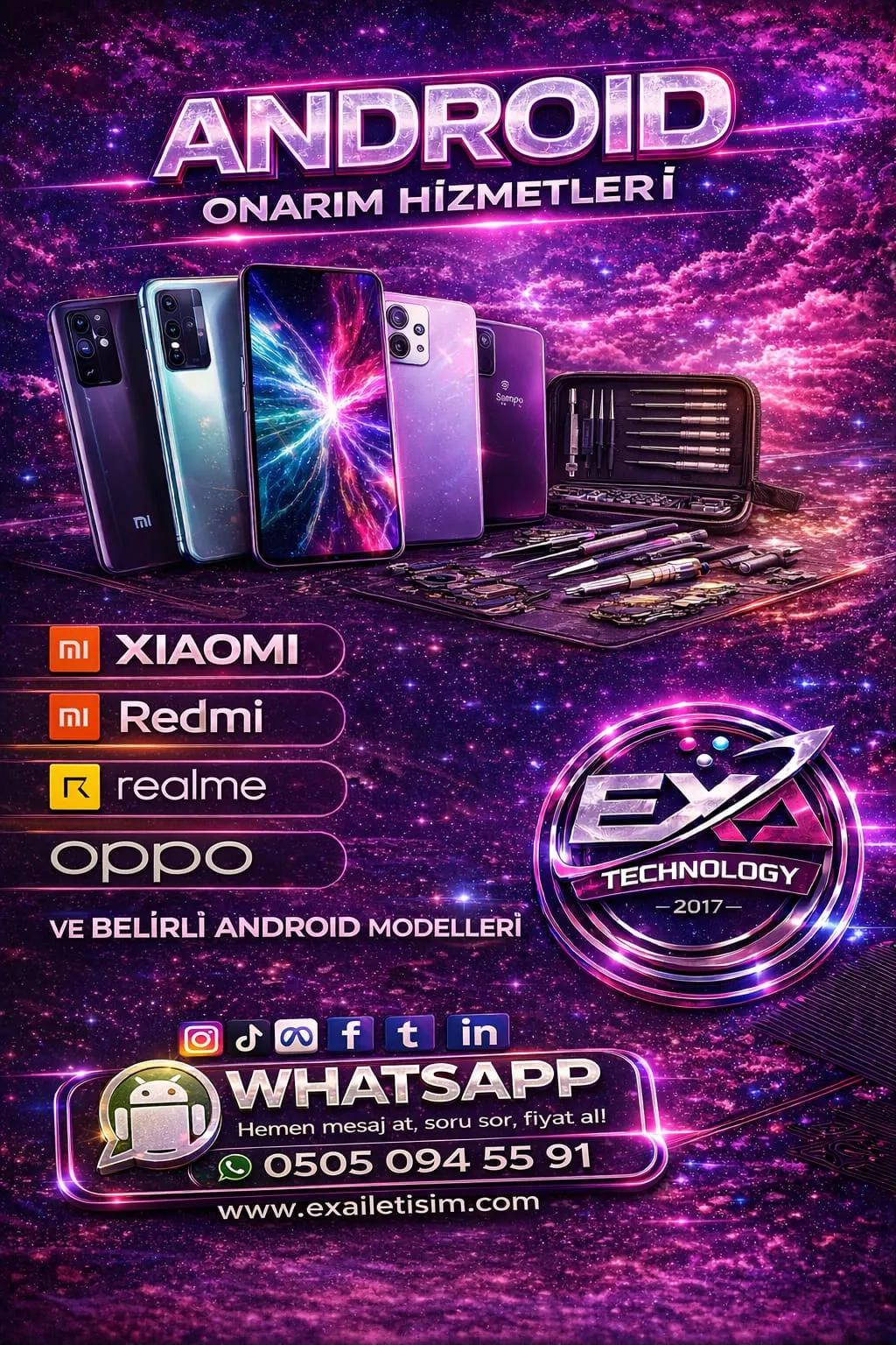 Android onarım hizmetleri: Xiaomi, Redmi, Realme, Oppo