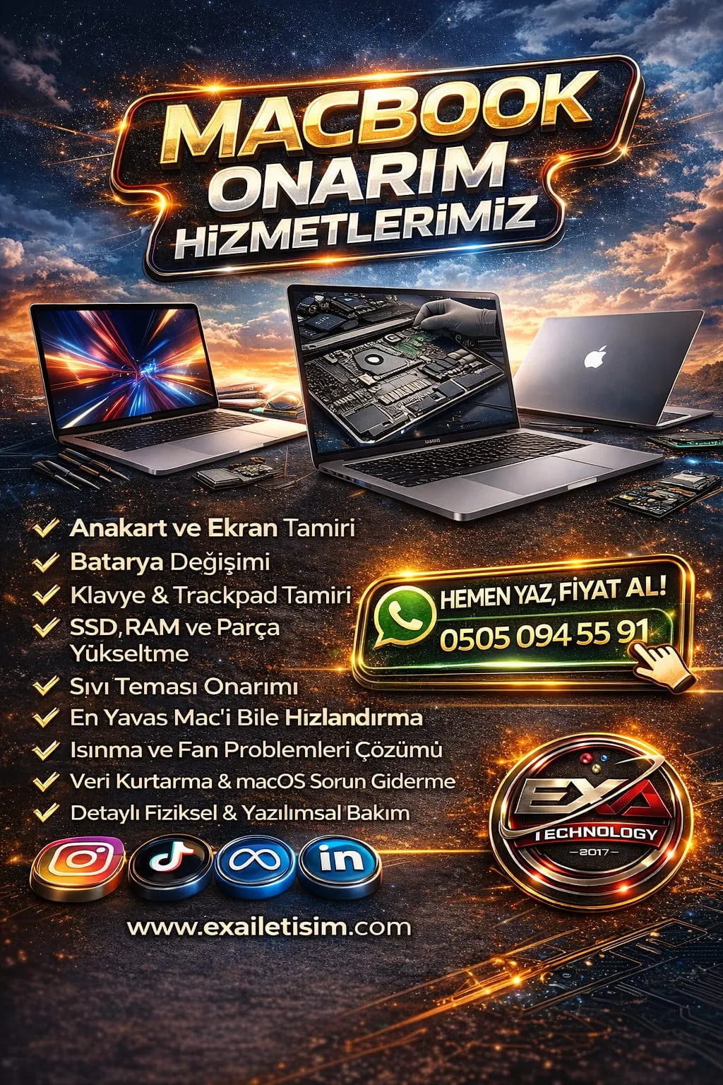MacBook anakart, batarya ve klavye onarımı