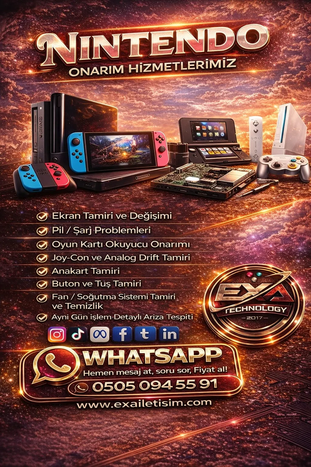 Nintendo onarım hizmetleri listesi