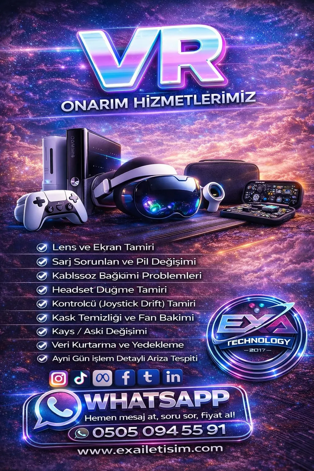 VR gözlük onarım hizmetleri listesi